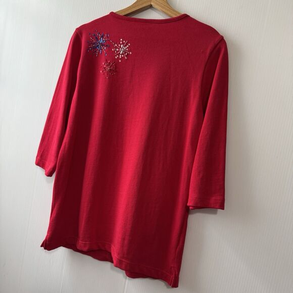 Quacker Factory Red Patriotic Embellished Sequins Fireworks July 4.Size XS - Picture 13 of 14
